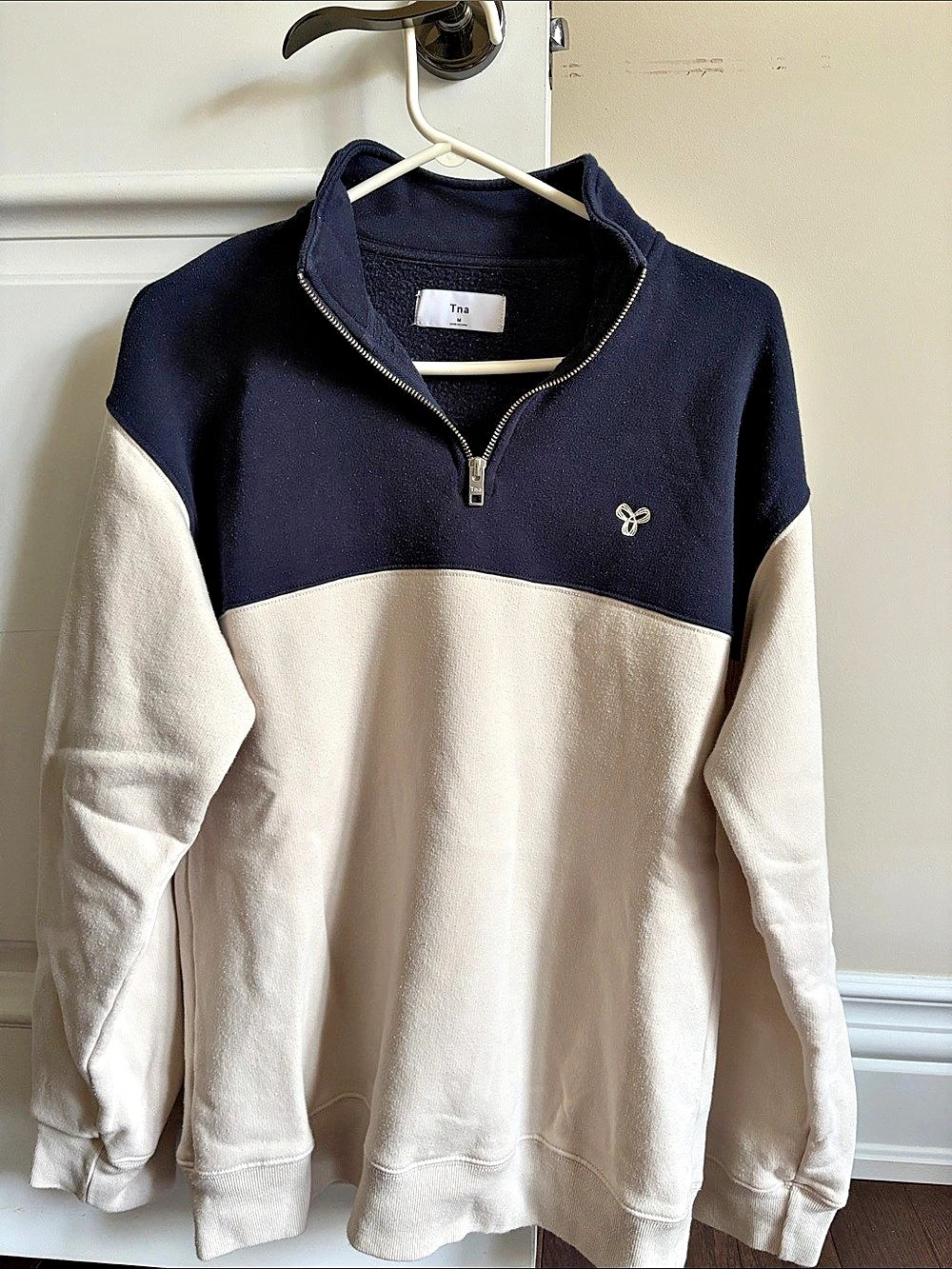 Tna Effortless Half Zip Sweatshirt Color Block Blue & White